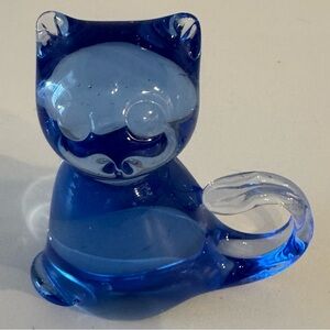 Blue Glass Cat Figurine